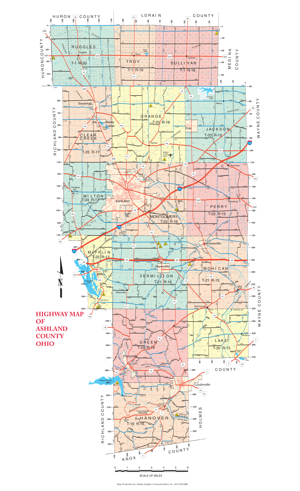 Ashland County Ohio Digital Zip Code Map - Bank2home.com